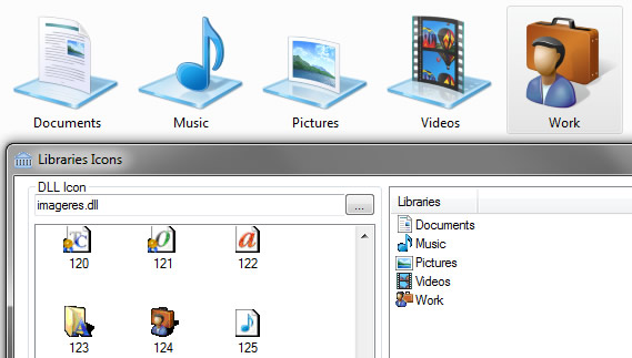 change library icons windows 7