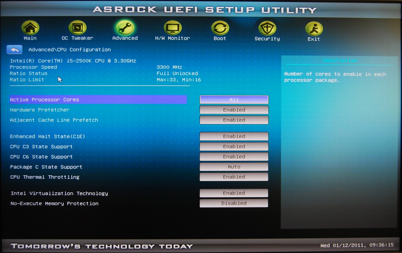 5-Way Intel P67 Motherboard Shootout > Asrock P67 Extreme6 – UEFI