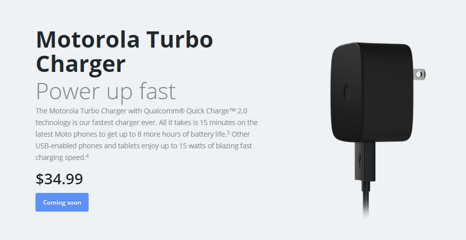 Motorola's Turbo Charger claims 8 hour battery life from a 15 minute charge