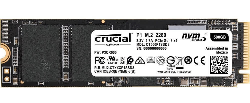 Crucial P1-500 Go M.2 PCIe 3.0 NVMe 3D NAND SSD 