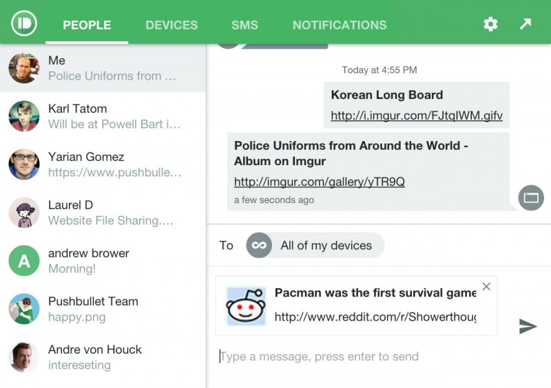 Cross-platform content sharing app Pushbullet is now a messenger