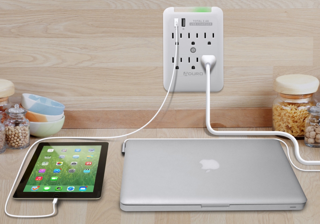 Save over 50% on this 6-outlet, 2-USB port surge protector