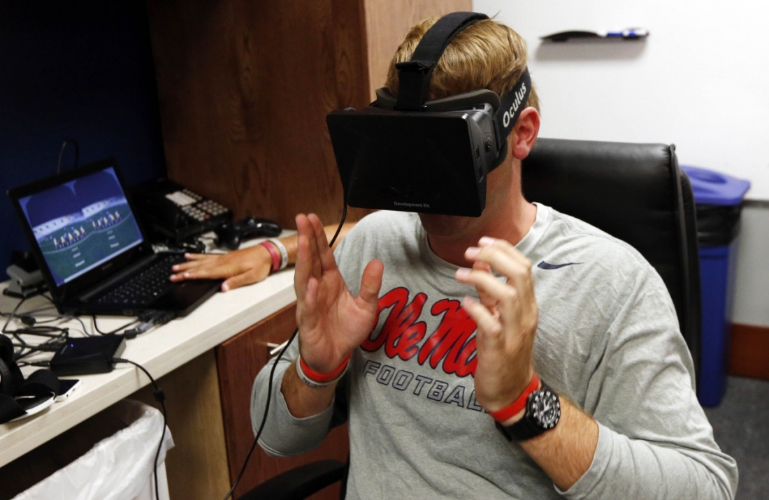College football teams are using virtual reality to prepare for the upcoming season