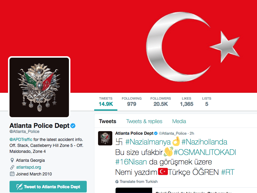 Hundreds of Twitter accounts taken over by Turkish hackers supporting President Erdogan