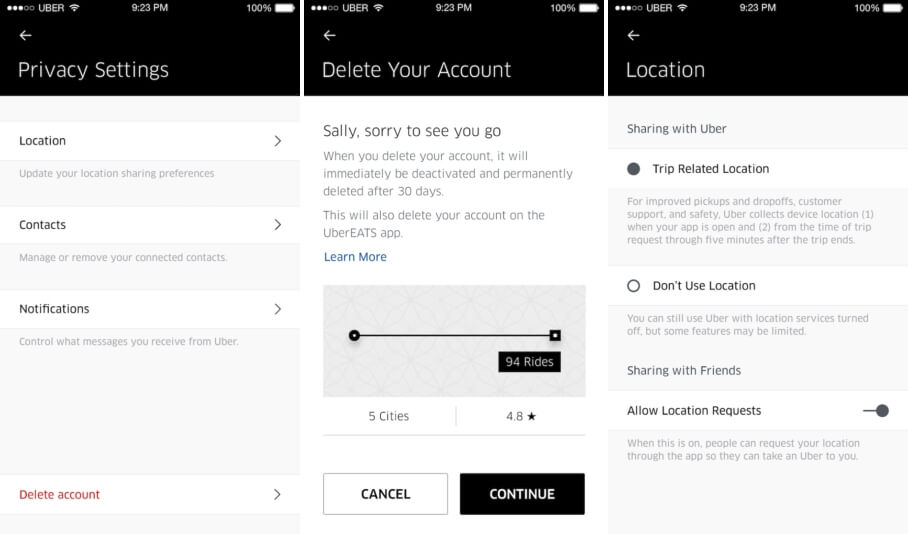 Uber update makes it easier to delete your account