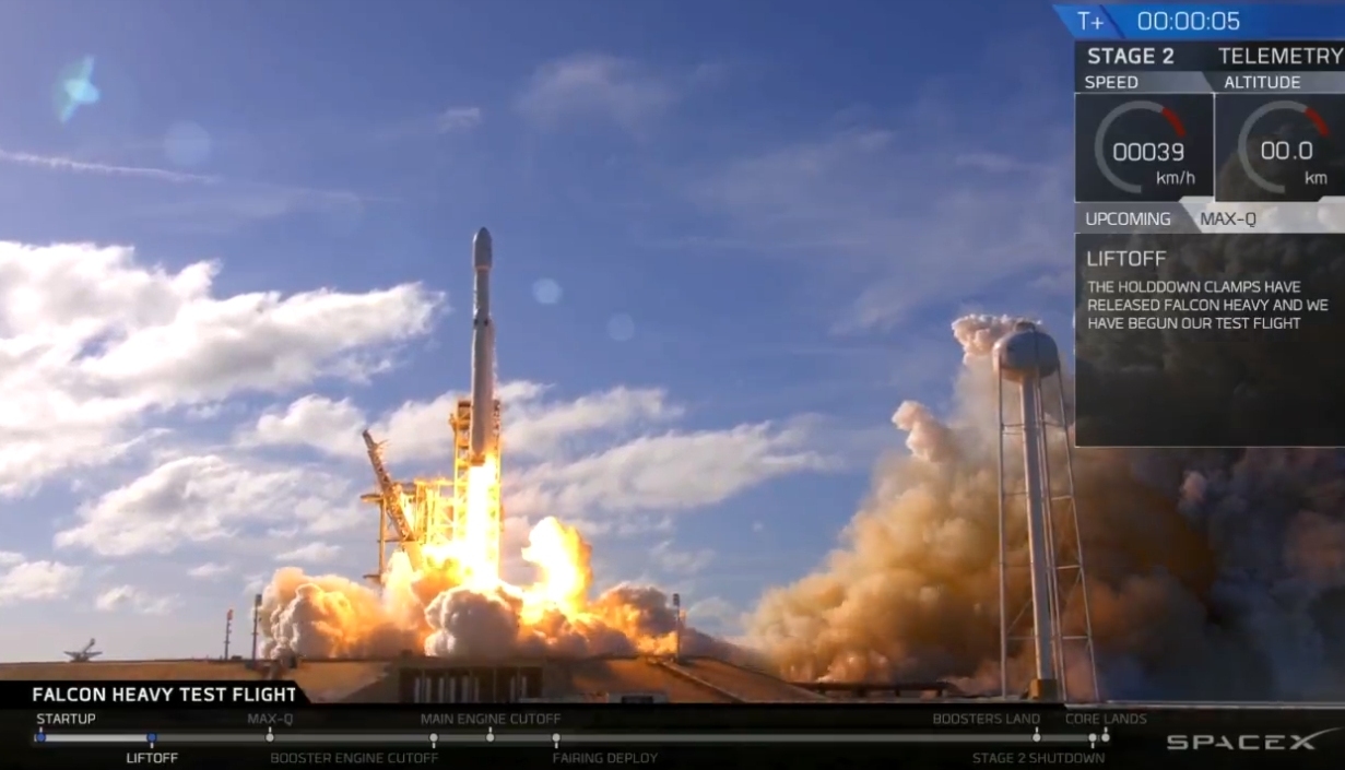 SpaceX successfully launches Falcon Heavy rocket for the first time