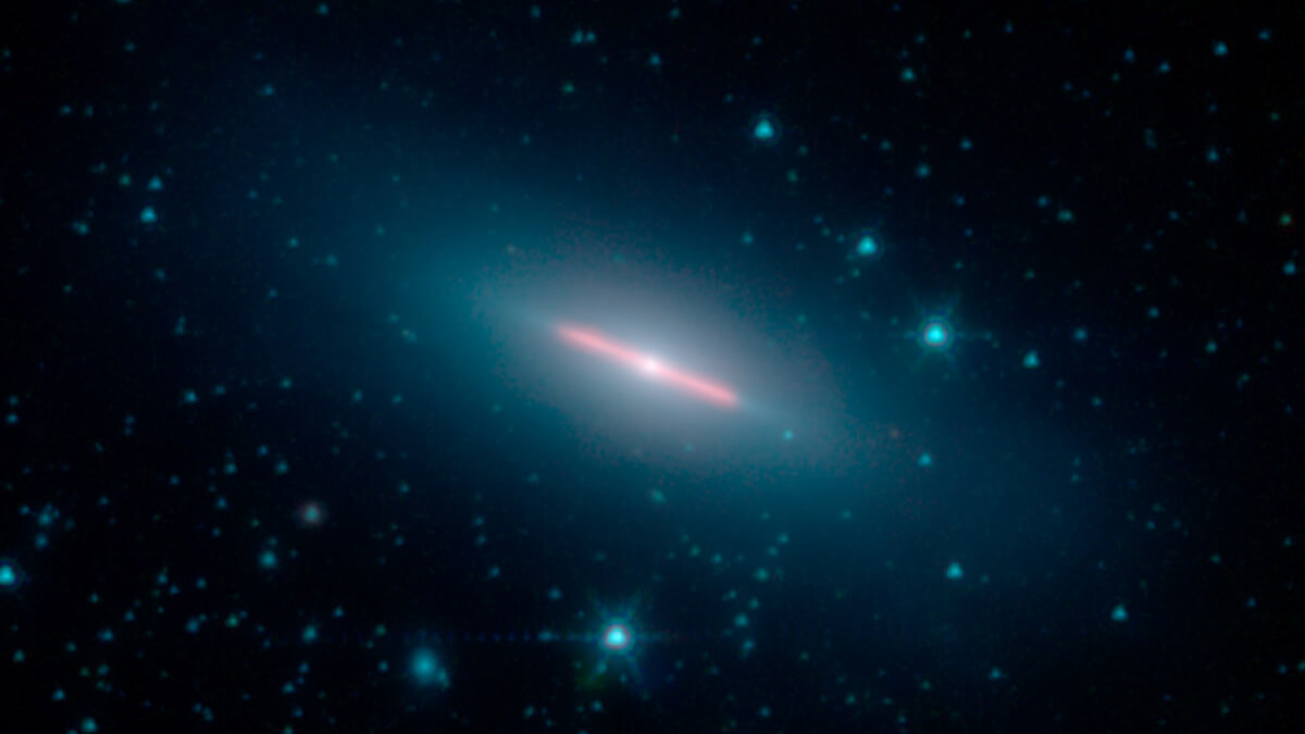 NASA's Spitzer space telescope observes a perfectly sideways galaxy