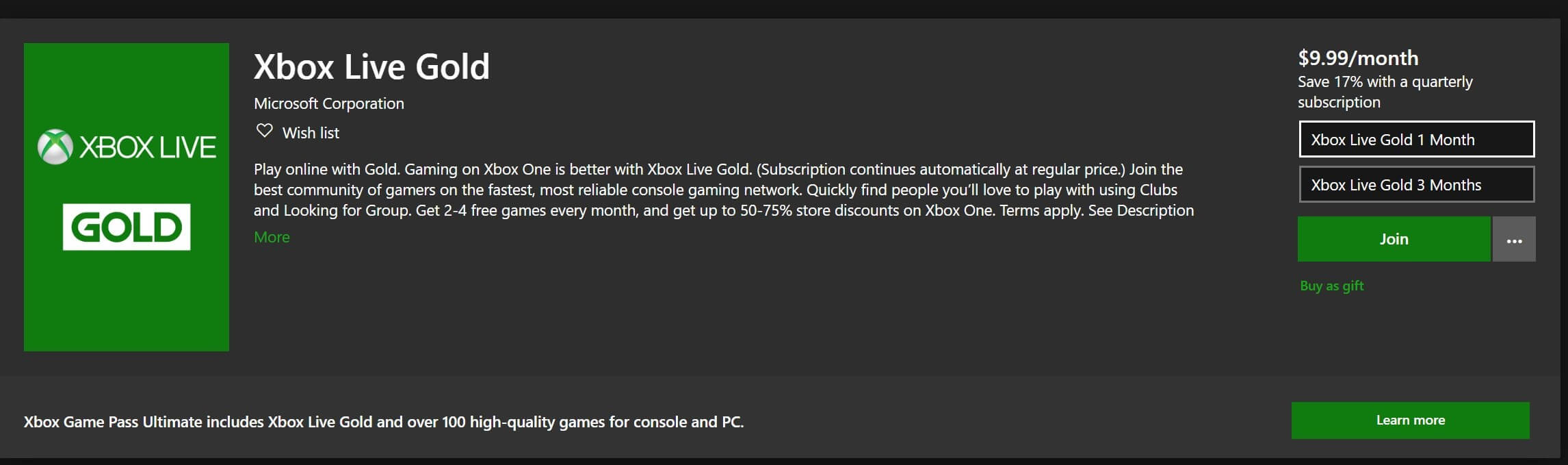 Xbox Live Gold assinatura mensal