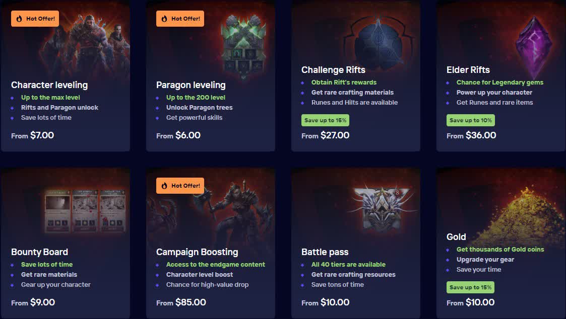 Diablo Immortal accounts and leveling services are already for sale