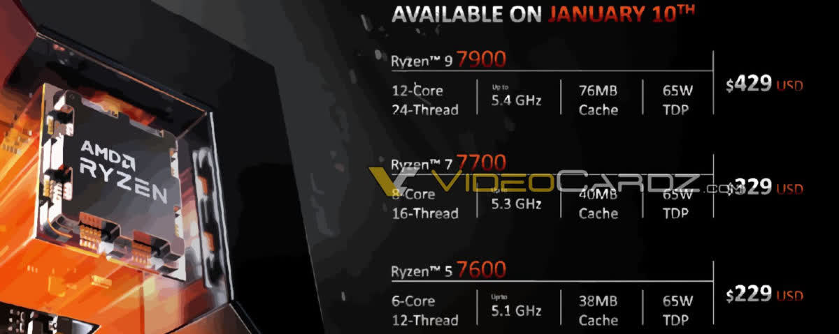AMD slides reveal January 10 launch date for non-X collection Ryzen 7000 CPUs
